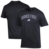 T-shirt noir Champion pour homme avec logo Arch Over des TCU Horned Frogs