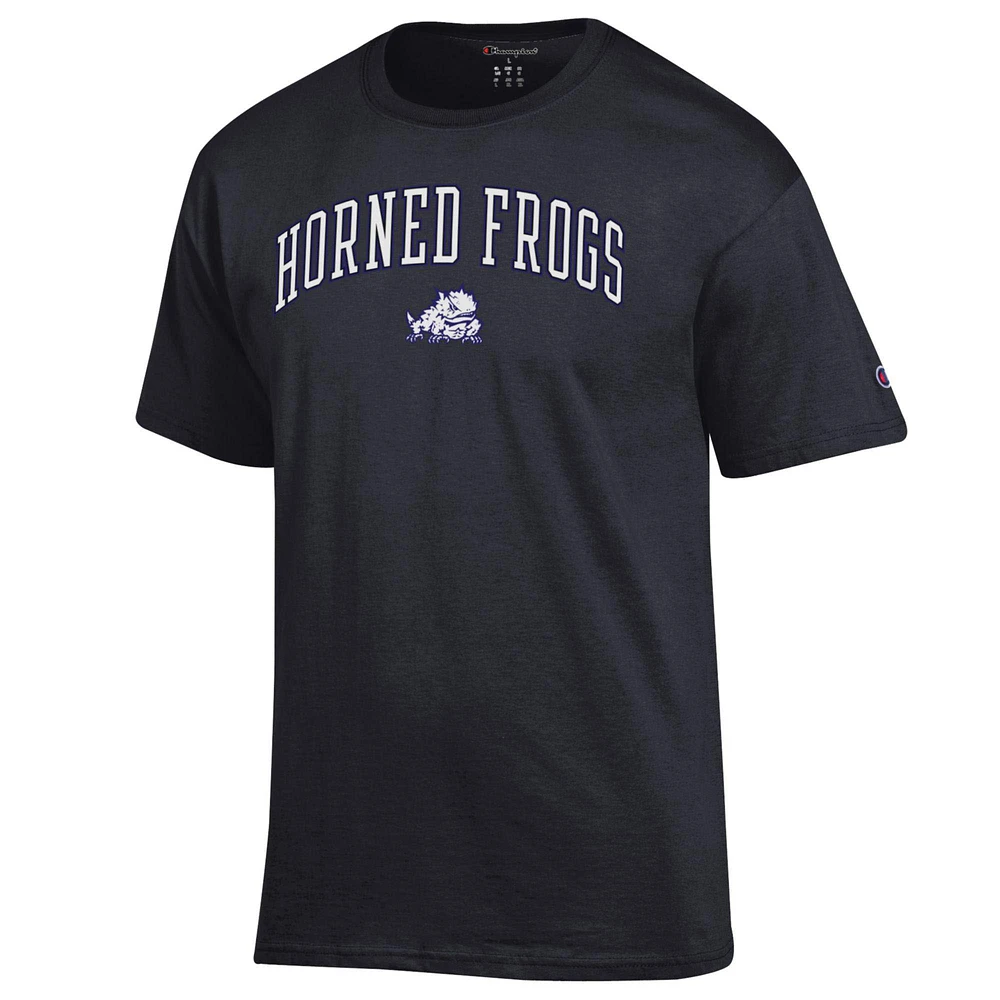 T-shirt noir Champion pour homme avec logo Arch Over des TCU Horned Frogs