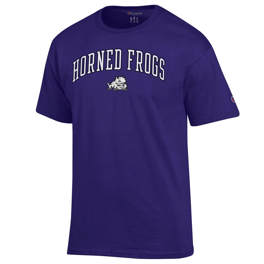 T-shirt violet Champion pour homme avec logo Arch Over des TCU Horned Frogs