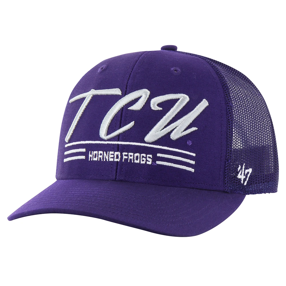 Casquette réglable de camionneur Garner '47 Purple TCU Horned Frogs Garner pour hommes