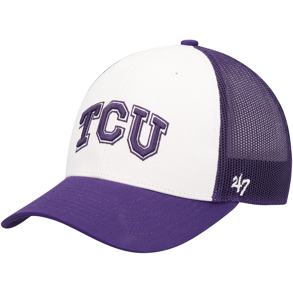 Men's '47 White/Purple TCU Horned Frogs Freshman Trucker Adjustable Hat