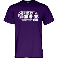 T-shirt bleu 84 violet pour homme TCU Horned Frogs Champions du tournoi de basket-ball féminin Big 12 2025