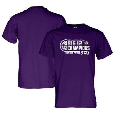 T-shirt bleu 84 violet pour homme TCU Horned Frogs Champions du tournoi de basket-ball féminin Big 12 2025