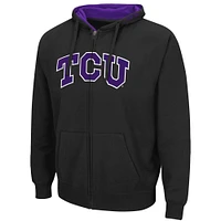 Men's Colosseum Black TCU Horned Frogs Arch & Logo 3.0 Full-Zip Hoodie