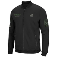 Men's Colosseum Black TCU Horned Frogs OHT Military Appreciation High-Speed Bomber Full-Zip Jacket