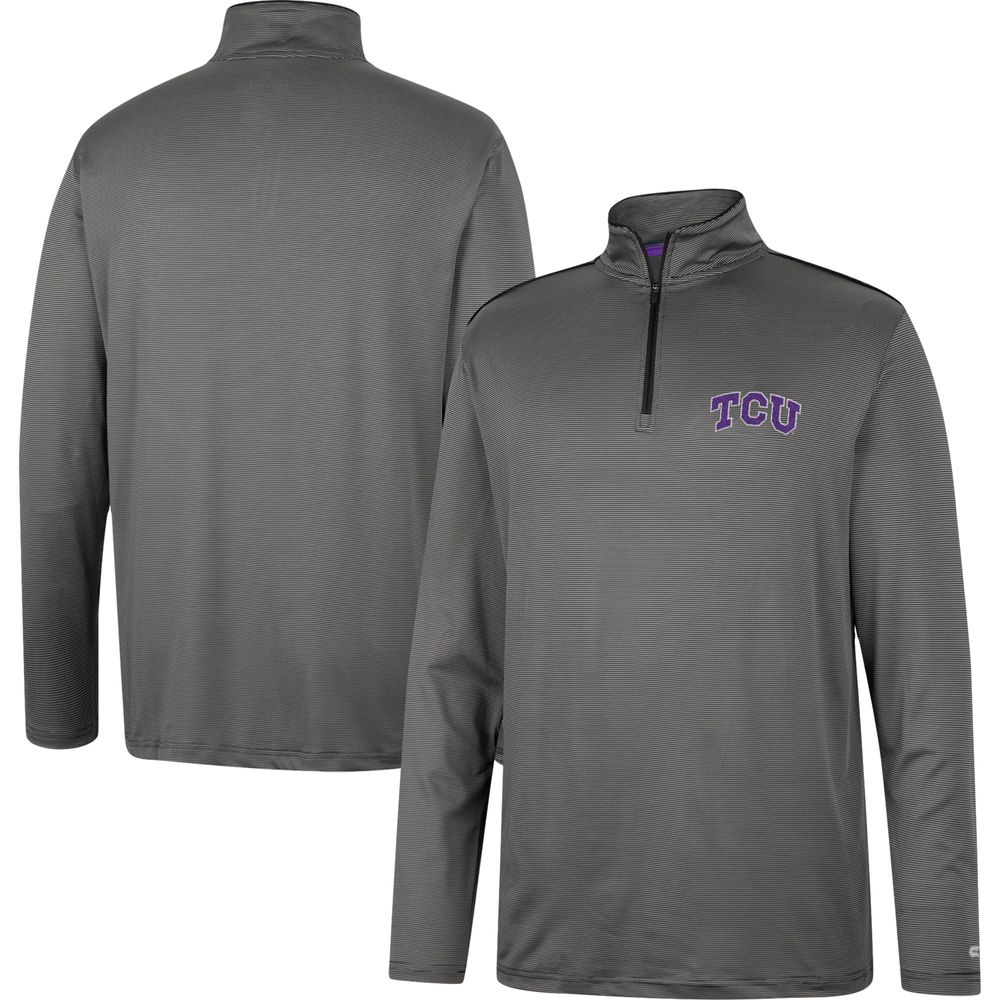 Men's Colosseum Charcoal TCU Horned Frogs Logo Quarter-Zip Windshirt