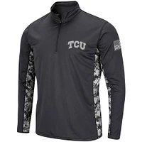 Colosseum Charcoal TCU Horned Frogs OHT Military Appreciation Digital Camo Lightweight Quarter-Zip Pullover