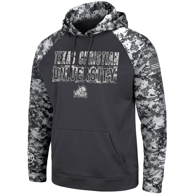 Colosseum Charcoal TCU Horned Frogs OHT Military Appreciation Digital Camo Sweat à capuche pour homme