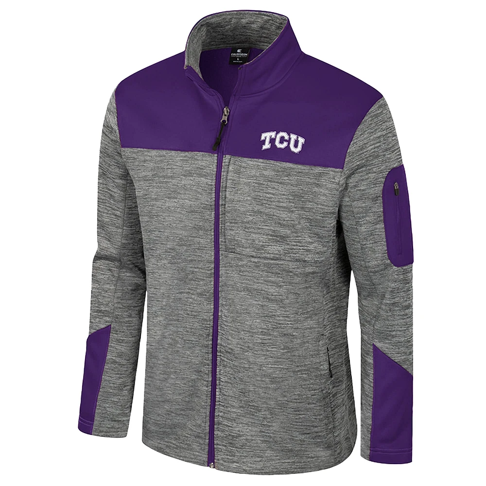 Men's Colosseum  Gray/Purple TCU Horned Frogs Guard Full-Zip Jacket