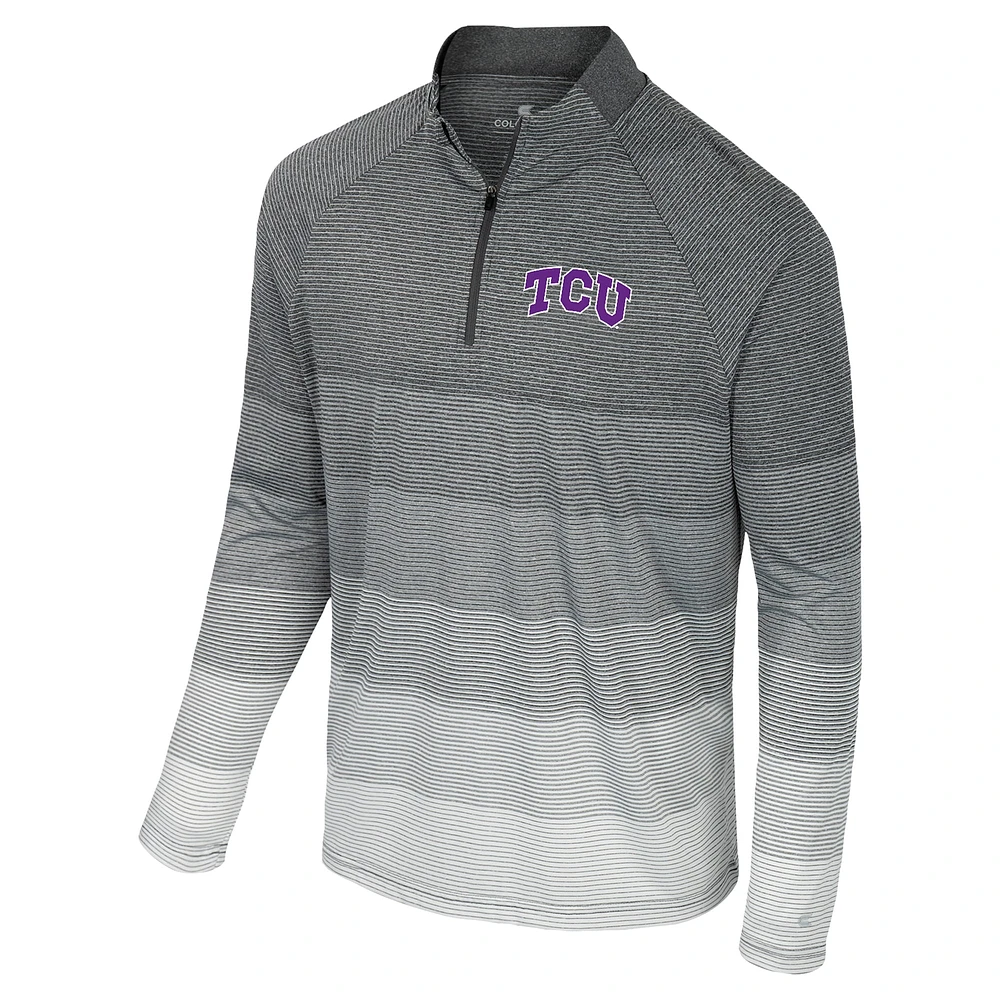 Coupe-vent à glissière quart de tour en maille rayée raglan TCU Horned Frogs AI pour homme, gris Colosseum