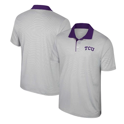 Polo rayé TCU Horned Frogs Tuck pour hommes, gris Colosseum