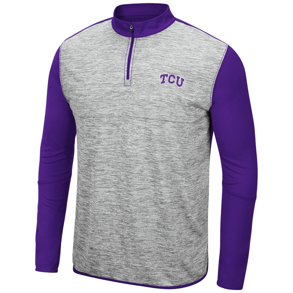 Men's Colosseum Heather Gray/Purple TCU Horned Frogs Prospect Quarter-Zip Jacket