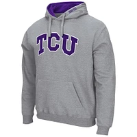 Men's Colosseum Heather Gray TCU Horned Frogs Arch & Logo 3.0 Pullover Hoodie