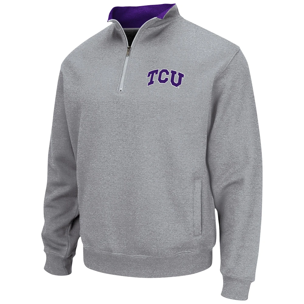 Men's Colosseum Heathered Gray TCU Horned Frogs Tortugas Team Logo Quarter-Zip Jacket