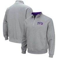 Men's Colosseum Heathered Gray TCU Horned Frogs Tortugas Team Logo Quarter-Zip Jacket