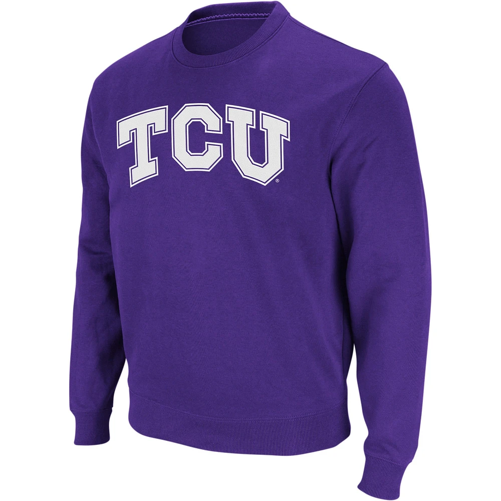 Men's Colosseum TCU Horned Frogs Arch & Logo Crew Neck Sweatshirt