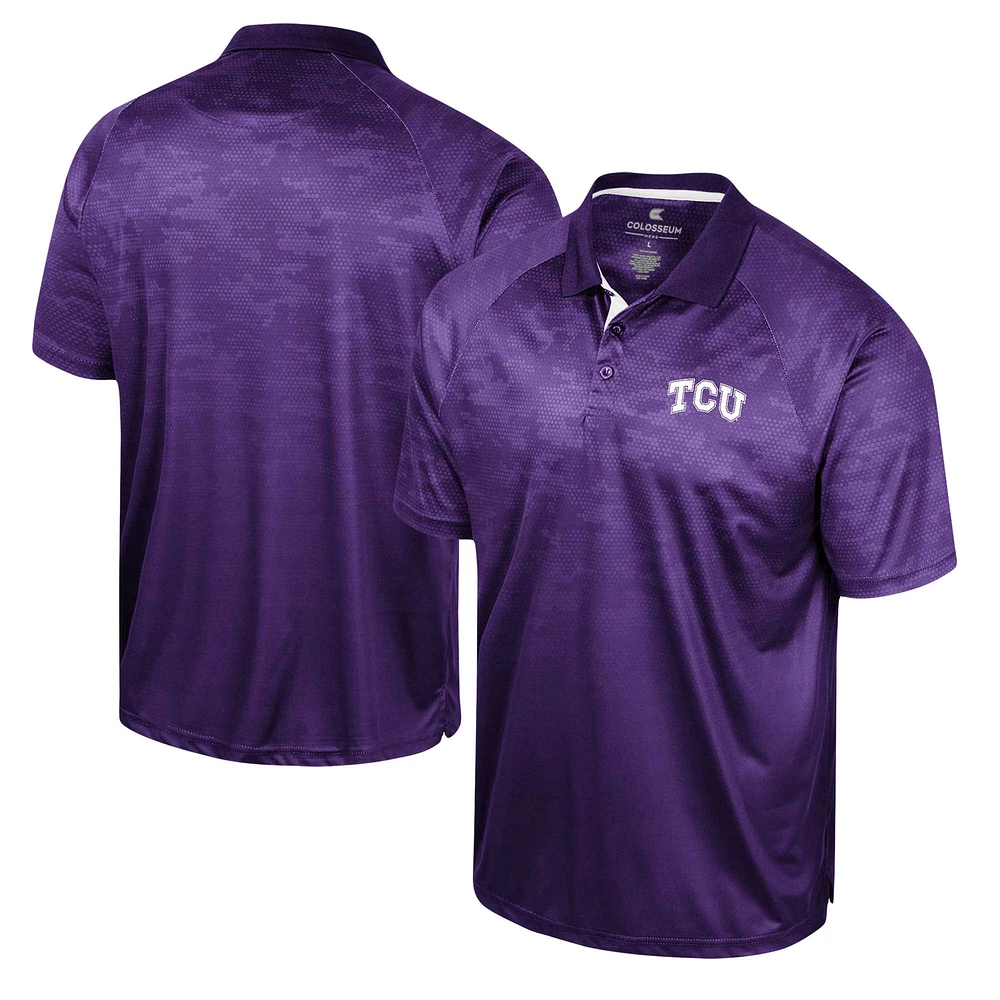 Polo Colosseum Purple TCU Horned Frogs Honeycomb Raglan pour homme