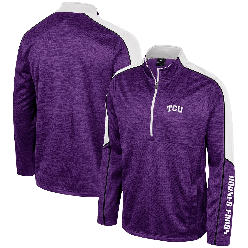 Men's Colosseum Purple TCU Horned Frogs Marled Half-Zip Jacket