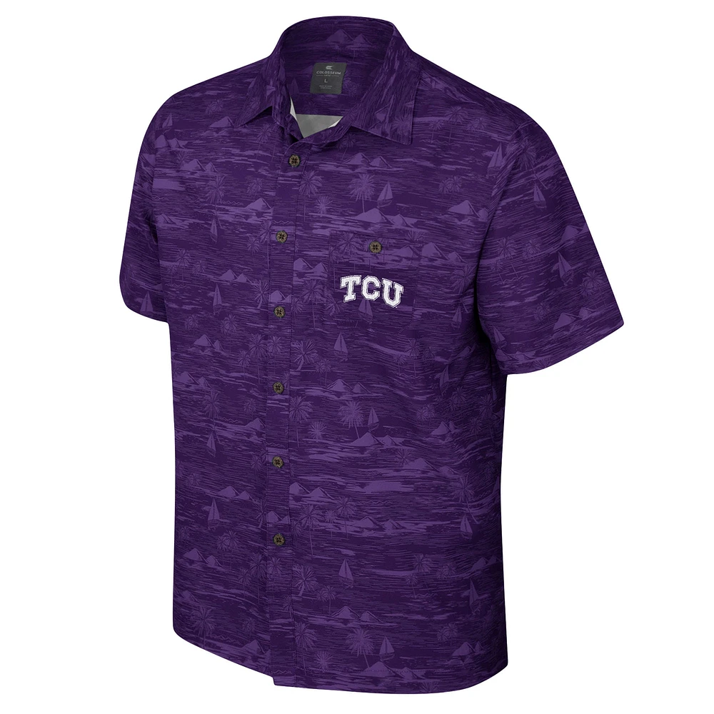 Men's Colosseum Purple TCU Horned Frogs Ozark Button-Up Shirt