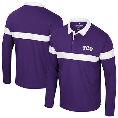 Polo à manches longues pour homme Colosseum Purple TCU Horned Frogs Too Cool For School