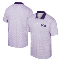 Men's Colosseum White/Purple TCU Horned Frogs Print Stripe Polo