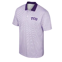 Men's Colosseum White/Purple TCU Horned Frogs Print Stripe Polo