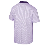 Men's Colosseum White/Purple TCU Horned Frogs Print Stripe Polo