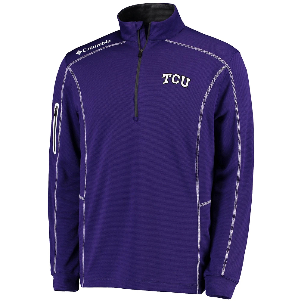 Columbia Golf Violet TCU Horned Frogs Shotgun Omni-Wick Veste à enfiler quart de zip pour homme