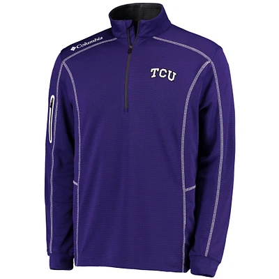 Men's Columbia Golf Purple TCU Horned Frogs Shotgun Omni-Wick Quarter-Zip Pullover Jacket