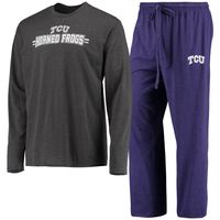 Men's Concepts Sport Purple/Heathered Charcoal TCU Horned Frogs Meter Long Sleeve T-Shirt & Pants Sleep Set