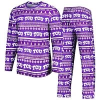 Men's Concepts Sport Purple TCU Horned Frogs Swivel Long Sleeve T-Shirt & Pants Sleep Set