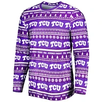 Men's Concepts Sport Purple TCU Horned Frogs Swivel Long Sleeve T-Shirt & Pants Sleep Set