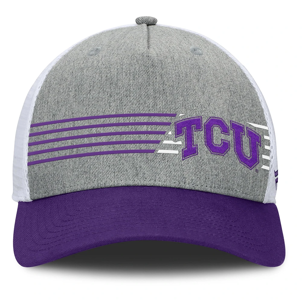 Men's Fanatics Heather Gray/Purple TCU Horned Frogs Profile Trucker Adjustable Hat