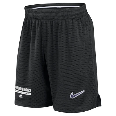 Men's Nike Black TCU Horned Frogs 2024 Sideline Mesh Shorts