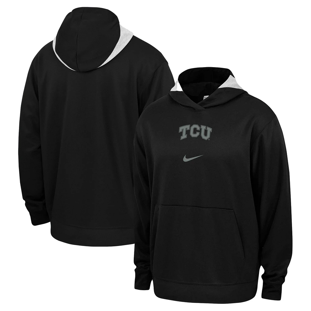 Sweat à capuche Nike TCU Horned Frogs Basketball Spotlight Performance pour homme, noir