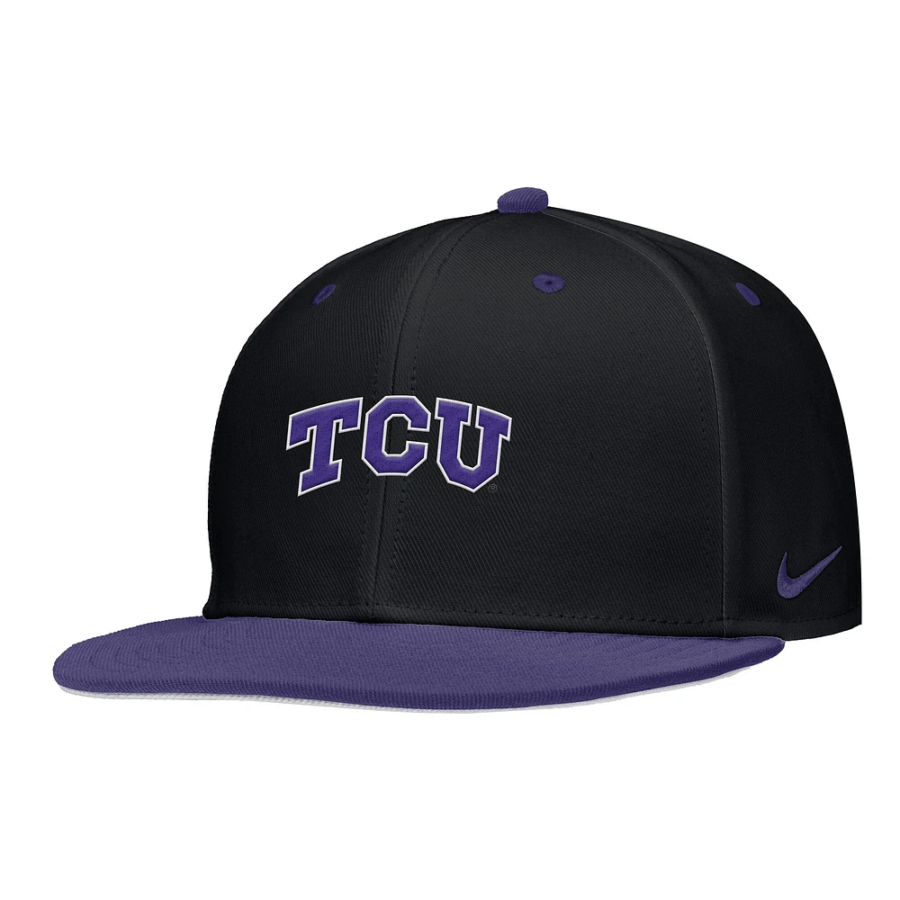 Men's Nike Black TCU Horned Frogs  On-Field Baseball Performance Fitted Hat