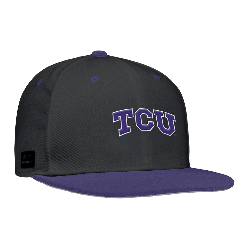 Men's Nike Black TCU Horned Frogs  On-Field Baseball Performance Fitted Hat
