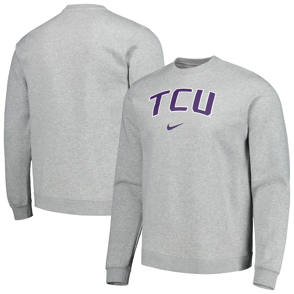 Sweat à capuche en polaire TCU Horned Frogs Arch Club Nike gris chiné pour homme