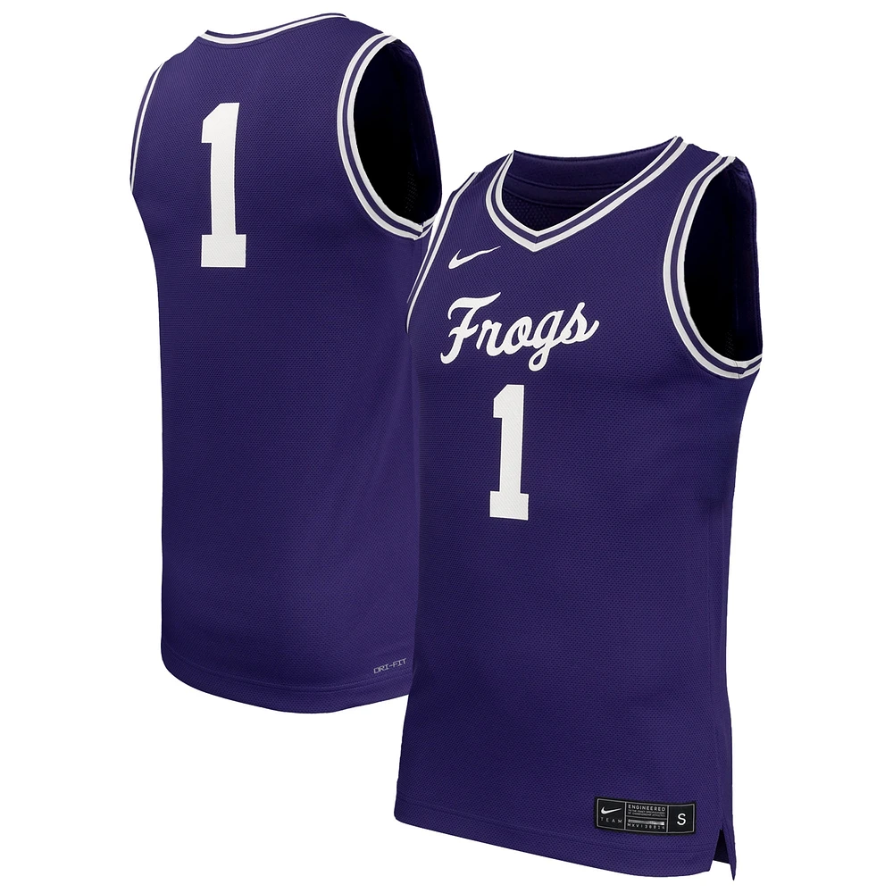 Men's Nike #1 Purple TCU Horned Frogs Replica Basketball Jersey