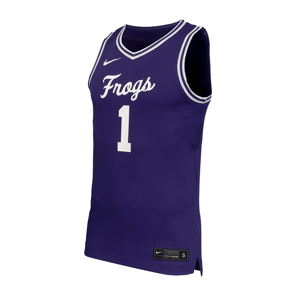 Men's Nike #1 Purple TCU Horned Frogs Replica Basketball Jersey