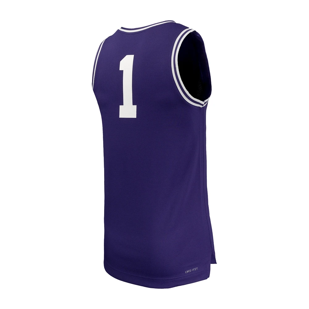 Men's Nike #1 Purple TCU Horned Frogs Replica Basketball Jersey