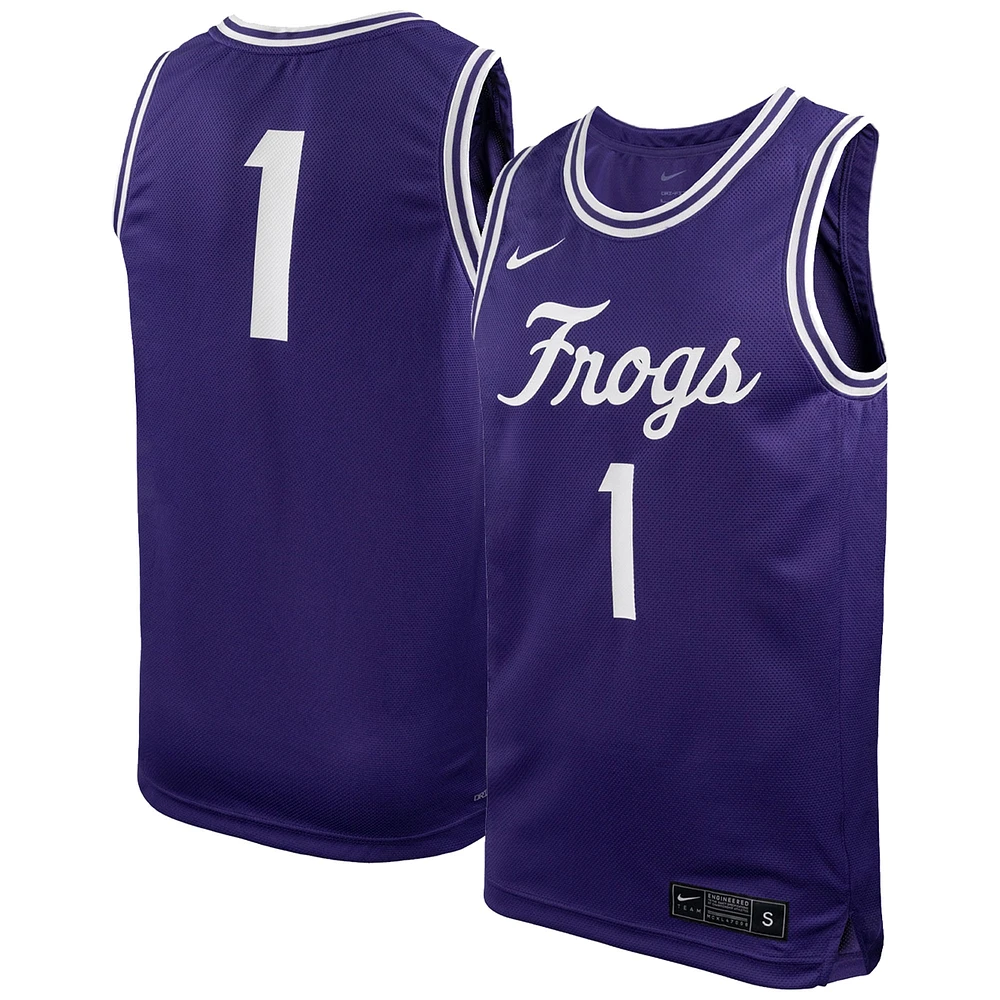 Maillot de basket-ball Nike #1 violet TCU Horned Frogs Team Replica pour homme