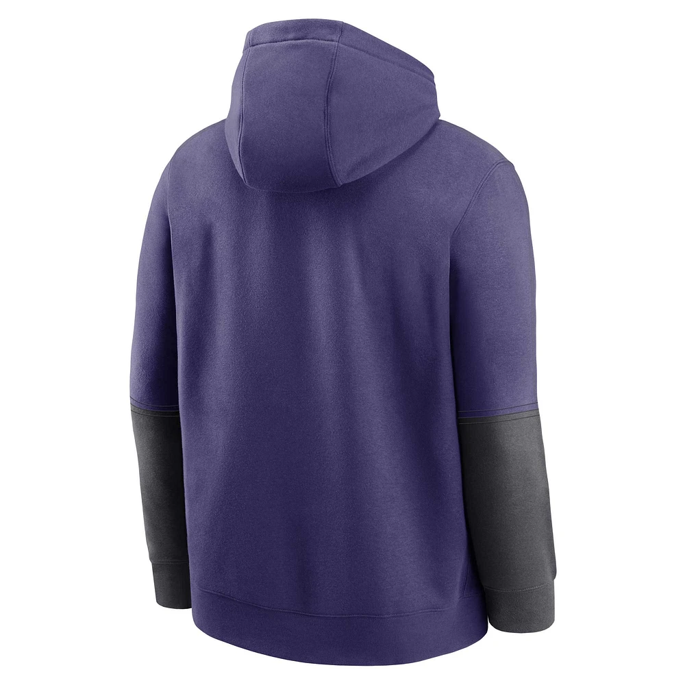 Men's Nike Purple TCU Horned Frogs 2024 Sideline Club Fleece Pullover Hoodie