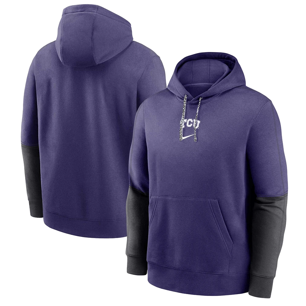 Sweat à capuche en polaire Nike TCU Horned Frogs 2024 Sideline Club violet pour homme