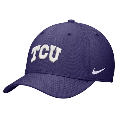 Casquette Nike violette Horned Frogs TCU 2024 Sideline Rise Swoosh Flex pour homme