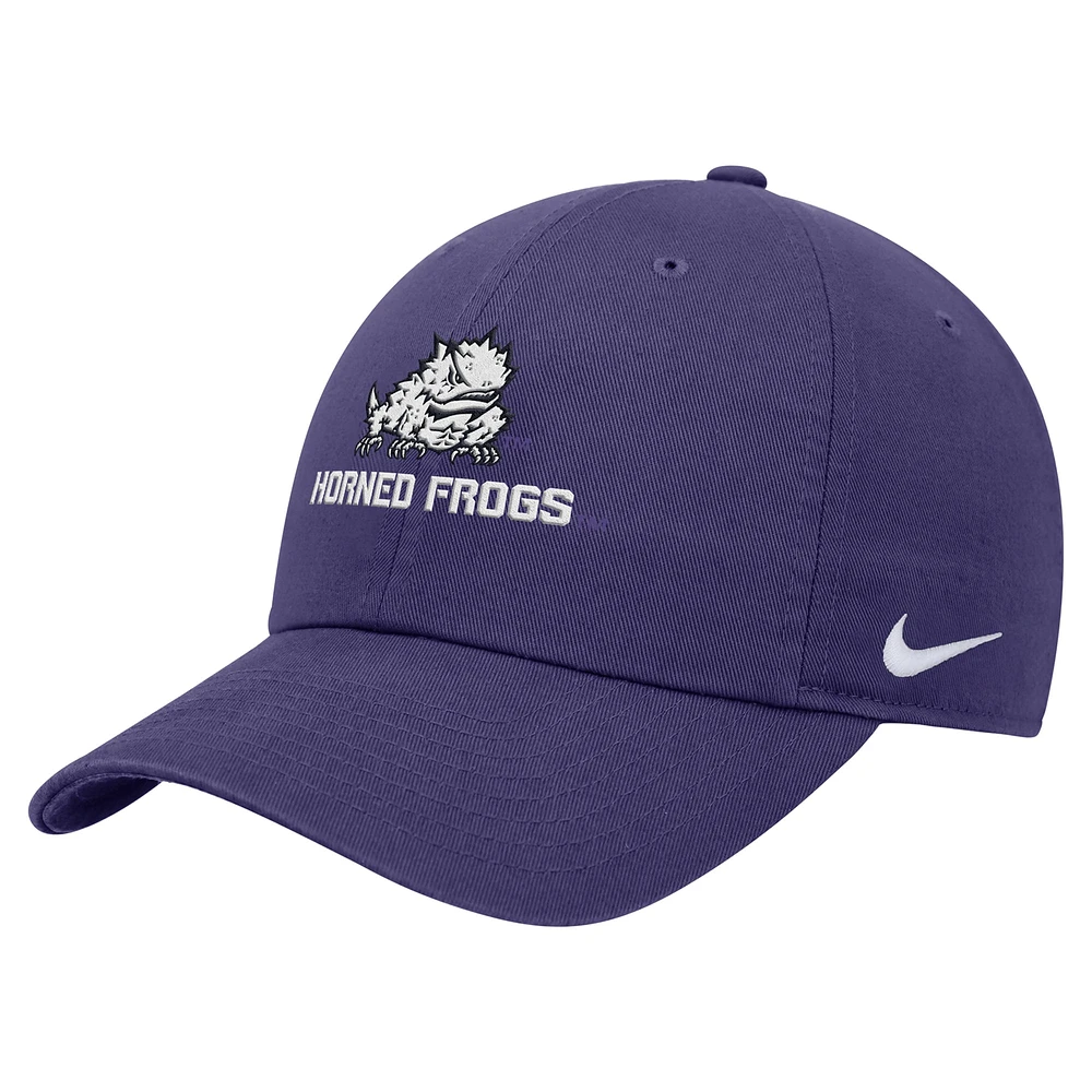 Casquette ajustable Nike TCU Horned Frogs Club violette pour homme