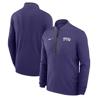 Haut Nike violet à fermeture éclair quart de tour pour homme TCU Horned Frogs Coaches Courtside Basketball Victory Performance