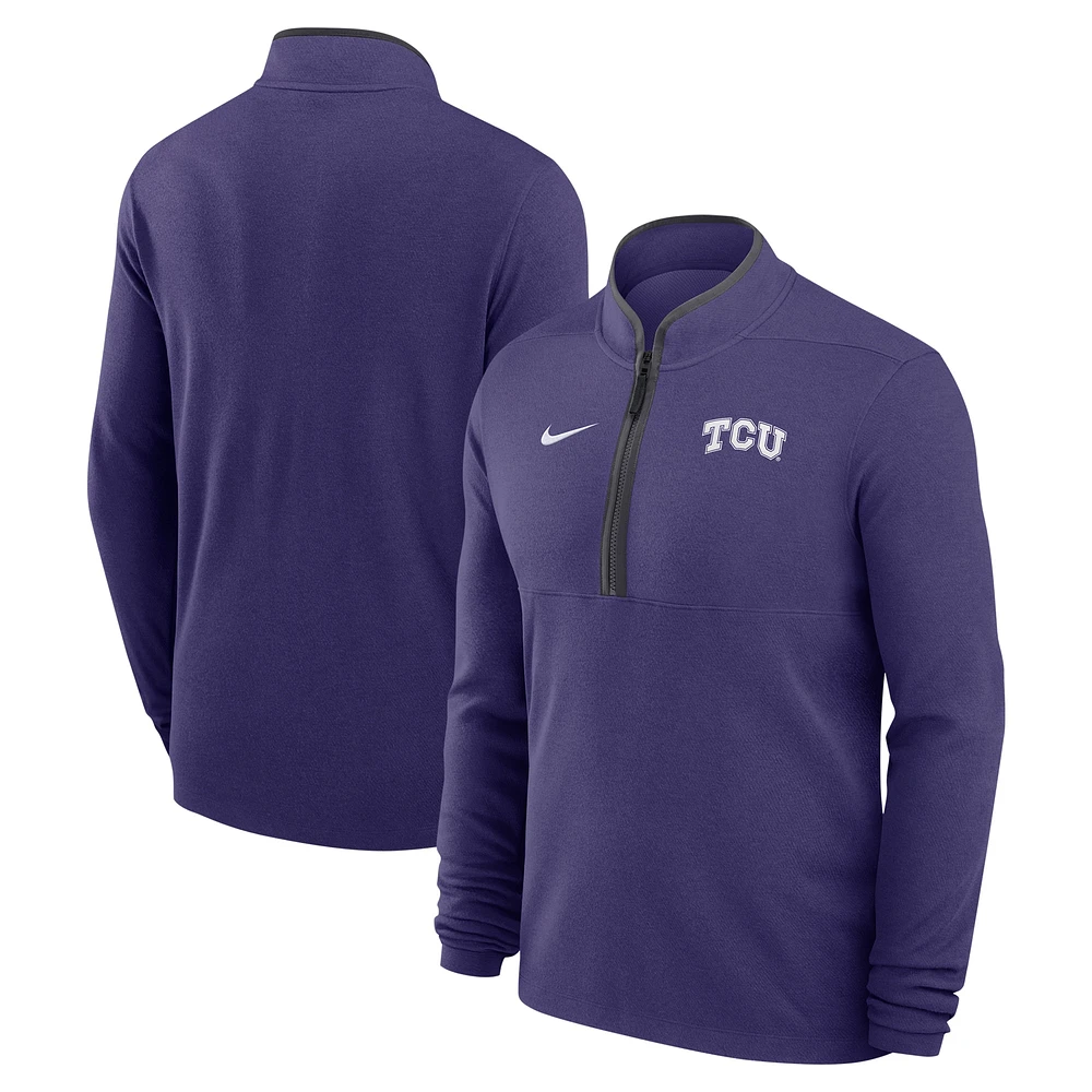 Men's Nike Purple TCU Horned Frogs Coaches Courtside Basketball Victory Performance Quarter-Zip Top