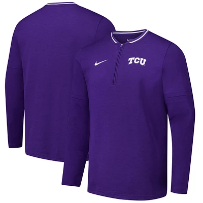 Veste violette Nike TCU Horned Frogs Coaches à quart de zip pour homme