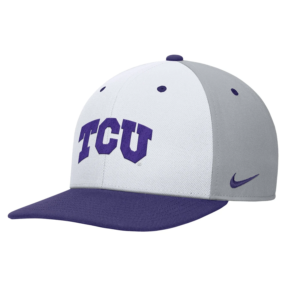 Men's Nike White/Gray TCU Horned Frogs Pro Performance Snapback Hat